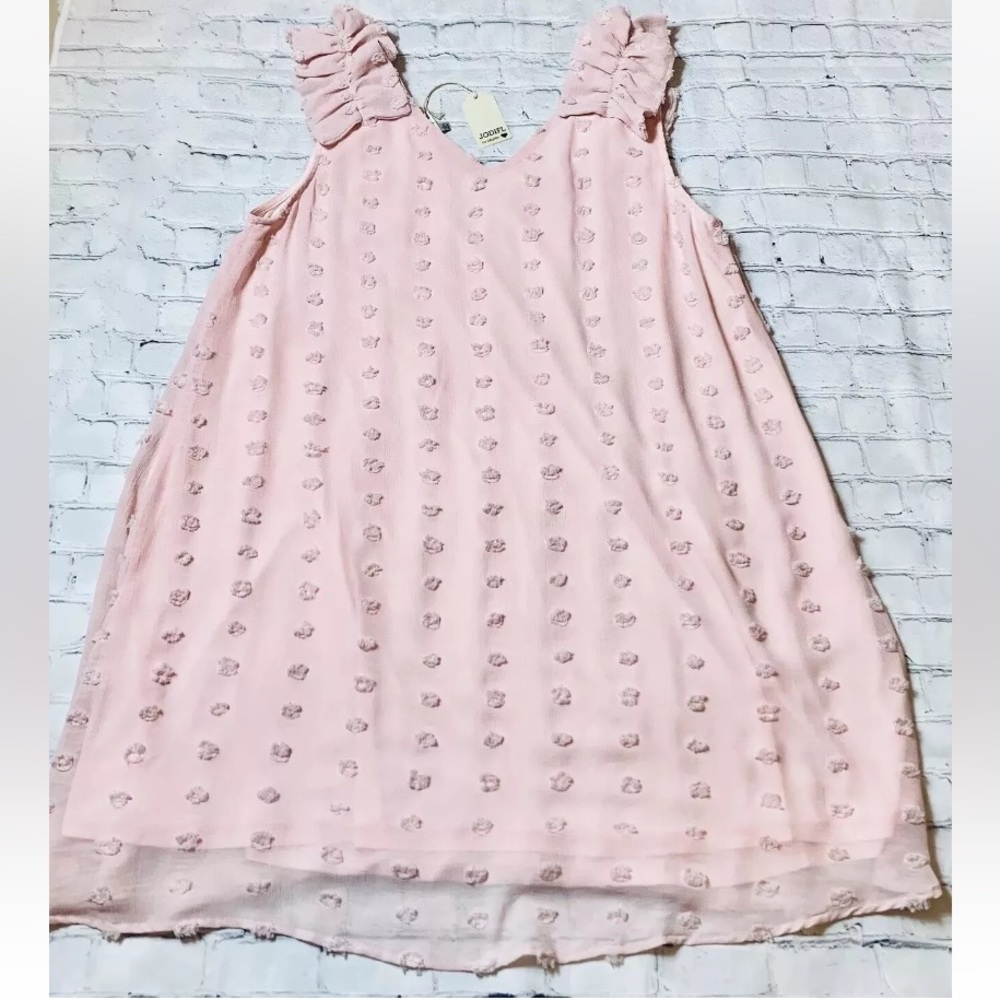 Pink Ruffle-Shoulder Textured Shift Dress - Picture 7 of 9